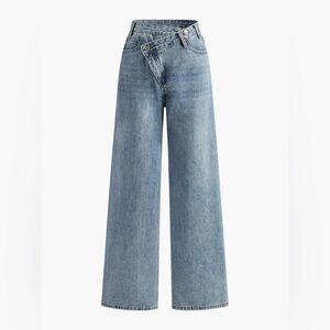 Commense - Asymmetric Waist Wide-Leg Jeans